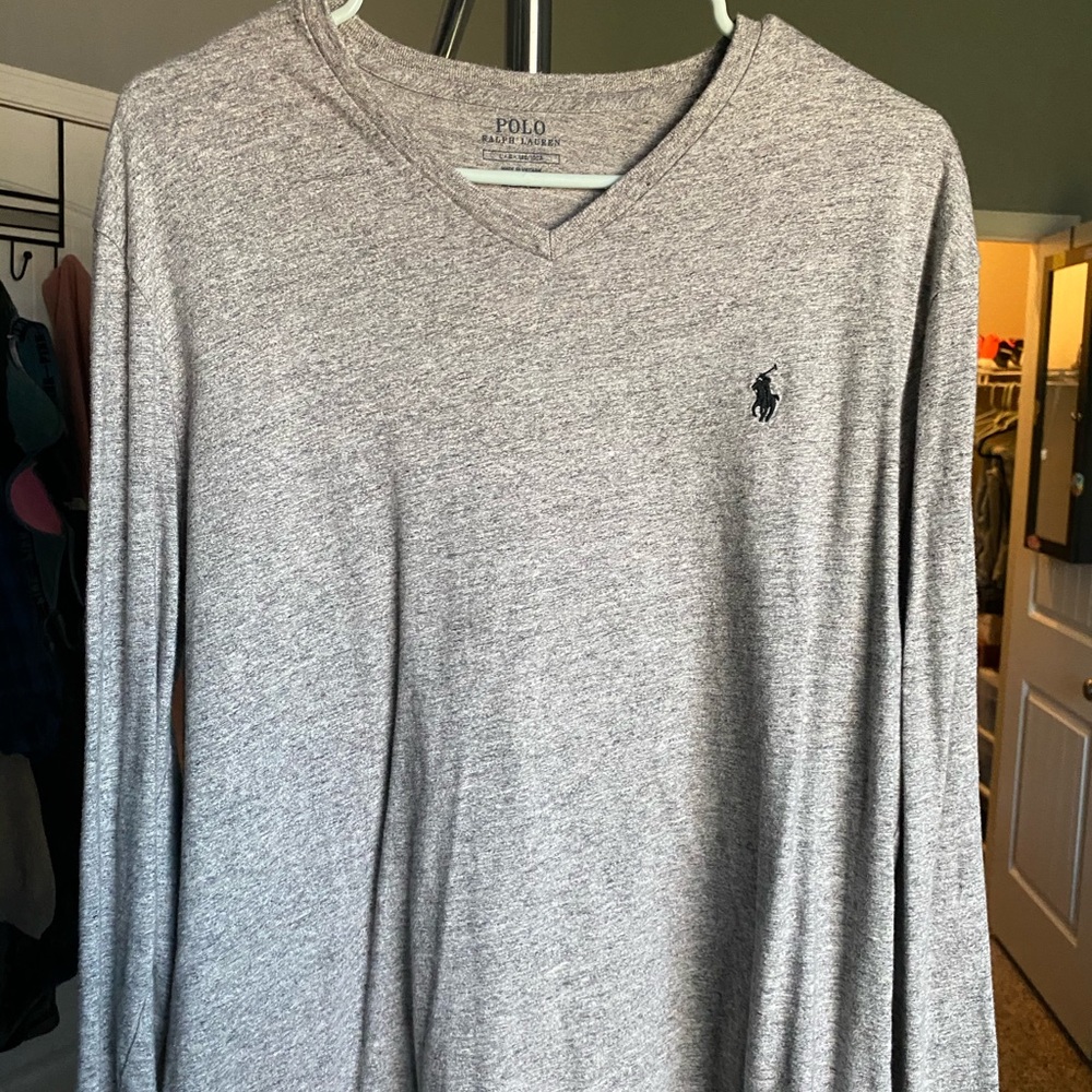 polo long sleeve grey shirt